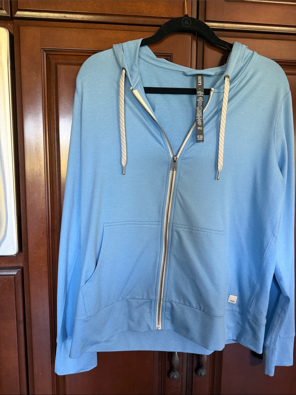 Vuori Light Blue Full-Zip Hoodie Sweatshirt